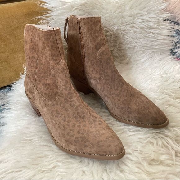 Able Ankle Boots Muted Leopard Print Suede 8 - Picture 1 of 7